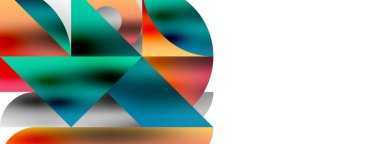 Üçgenlerin, çizgilerin ve yuvarlak elementlerin uyumlu etkileşimlerini içeren mozaik desen yapısı, posterler, kapaklar, broşürler, web siteleri için görsel olarak çekici ve dinamik bir tasarım yaratıyor