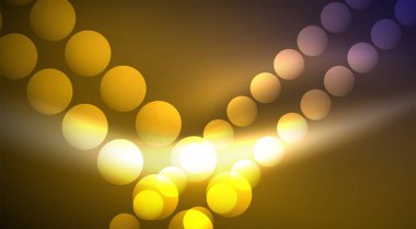 Parlak Işık Neon Baloncuk Çemberleri. Duvar kağıdı, bayrak, arkaplan, kart, kitap illüstrasyonu için vektör illüstrasyonu, iniş sayfası