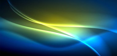 Neon ışıklarının ruhani parıltısında dinamik dalgalar. Hareket akışkanlığı ile neonun ışıl ışıl cazibesini birleştiren kavram, hem canlılığı hem de gelecekteki karmaşıklığı somutlaştıran büyüleyici arka plan.