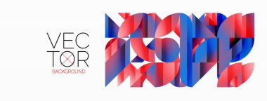 Dinamik soyut vektör arkaplanı. Dairelerin, karelerin ve üçgenlerin uyumlu birleşimi. Geometrik elementler büyüleyici bir zemin oluşturmak için birbirine dolanır. Her şekil biçimlerin kaleydoskopuna katkıda bulunur