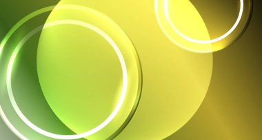 Metnin ya da ürün sunumu için neon cam daire telif alanı geometrik arkaplan. Duvar kağıdı, bayrak, arkaplan, kart, kitap illüstrasyonu için vektör illüstrasyonu, iniş sayfası