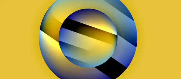 Glänsande Metall Glödande Cirklar Geometrisk Bakgrund Minimal Abstrakt Sammansättning Vektorillustration — Stock vektor