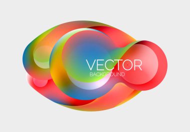 Güzel yuvarlak şekiller ve soyut çemberler. Sıvı renk kabarcığı bileşimi