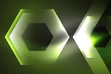 Arrow altıgen neon ışığı arka planı parlatır. Duvar kağıdı, bayrak, arkaplan, kart, kitap illüstrasyonu için vektör illüstrasyonu, iniş sayfası