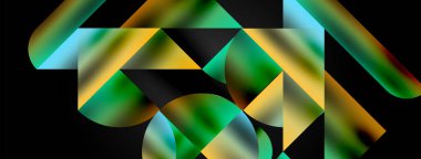 Üçgenlerin, çizgilerin ve yuvarlak elementlerin uyumlu etkileşimlerini içeren mozaik desen yapısı, posterler, kapaklar, broşürler, web siteleri için görsel olarak çekici ve dinamik bir tasarım yaratıyor