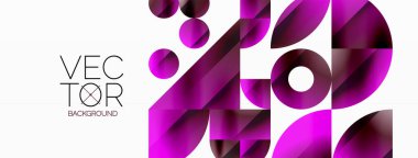 Vektör arkaplanı. Minimalist geometrik arkaplan daireler ve şekillerle süslenmiş. Dijital tasarımlar, sunumlar, web sitesi afişleri, sosyal medya paylaşımları için yaratıcılığı davet eden soyut sanat