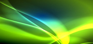 Neon ışıklarının ruhani parıltısında dinamik dalgalar. Hareket akışkanlığı ile neonun ışıl ışıl cazibesini birleştiren kavram, hem canlılığı hem de gelecekteki karmaşıklığı somutlaştıran büyüleyici arka plan.