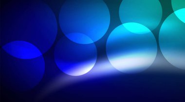 Parlak Işık Neon Baloncuk Çemberleri. Duvar kağıdı, bayrak, arkaplan, kart, kitap illüstrasyonu için vektör illüstrasyonu, iniş sayfası