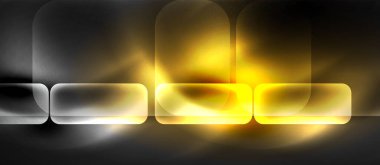 Metin veya ürün sunumu için neon cam şekilleri geometrik arkaplan. Duvar kağıdı, bayrak, arkaplan, kart, kitap illüstrasyonu için vektör illüstrasyonu, iniş sayfası