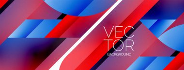 Dinamik soyut vektör arkaplanı. Dairelerin, karelerin ve üçgenlerin uyumlu birleşimi. Geometrik elementler büyüleyici bir zemin oluşturmak için birbirine dolanır. Her şekil biçimlerin kaleydoskopuna katkıda bulunur