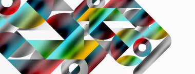 Üçgenlerin, çizgilerin ve yuvarlak elementlerin uyumlu etkileşimlerini içeren mozaik desen yapısı, posterler, kapaklar, broşürler, web siteleri için görsel olarak çekici ve dinamik bir tasarım yaratıyor