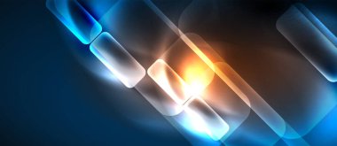 Metin veya ürün sunumu için neon cam şekilleri geometrik arkaplan. Duvar kağıdı, bayrak, arkaplan, kart, kitap illüstrasyonu için vektör illüstrasyonu, iniş sayfası