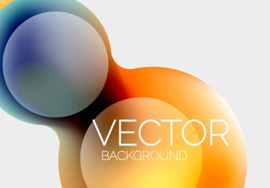 Güzel yuvarlak şekiller ve soyut çemberler. Sıvı renk kabarcığı bileşimi