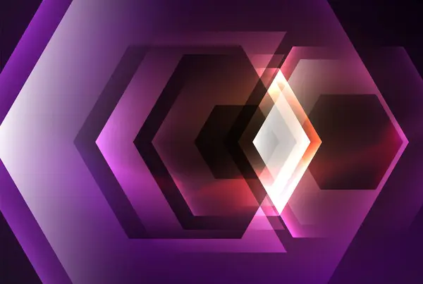 Βέλος Εξάγωνο Νέον Φως Λαμπερό Σχήματα Φόντο Εικονογράφηση Διάνυσμα Για — Διανυσματικό Αρχείο