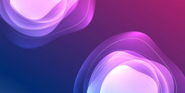 Parlak efektli, şeffaf, akışkan sıvı şekilleri geometrik arka plan. Dalgalı çizgiler yuvarlak. Duvar kağıdı, bayrak, arkaplan, kart, kitap illüstrasyonu için vektör illüstrasyonu, iniş sayfası