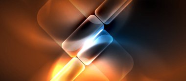 Metin veya ürün sunumu için neon cam şekilleri geometrik arkaplan. Duvar kağıdı, bayrak, arkaplan, kart, kitap illüstrasyonu için vektör illüstrasyonu, iniş sayfası