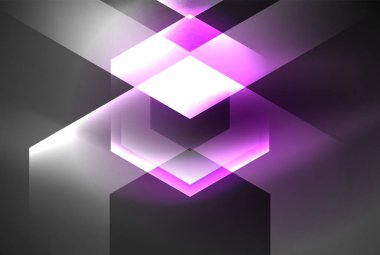 Arrow altıgen neon ışığı arka planı parlatır. Duvar kağıdı, bayrak, arkaplan, kart, kitap illüstrasyonu için vektör illüstrasyonu, iniş sayfası