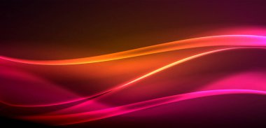 Neon ışıklarının ruhani parıltısında dinamik dalgalar. Hareket akışkanlığı ile neonun ışıl ışıl cazibesini birleştiren kavram, hem canlılığı hem de gelecekteki karmaşıklığı somutlaştıran büyüleyici arka plan.