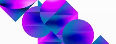 Minimalizm, gradyan cazibesiyle buluşur. Geometrik şekiller sakin bir arka planda birbirine dolanır. İnce renkler birleşir, dinamik bir tuval oluşturur, modern estetiğin kanıtıdır.