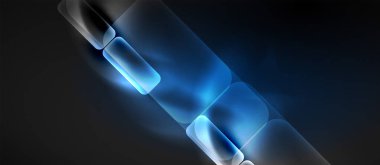 Metin veya ürün sunumu için neon cam şekilleri geometrik arkaplan. Duvar kağıdı, bayrak, arkaplan, kart, kitap illüstrasyonu için vektör illüstrasyonu, iniş sayfası