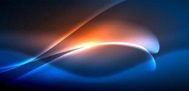 Neon ışıklarının ruhani parıltısında dinamik dalgalar. Hareket akışkanlığı ile neonun ışıl ışıl cazibesini birleştiren kavram, hem canlılığı hem de gelecekteki karmaşıklığı somutlaştıran büyüleyici arka plan.