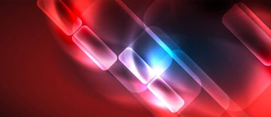 Metin veya ürün sunumu için neon cam şekilleri geometrik arkaplan. Duvar kağıdı, bayrak, arkaplan, kart, kitap illüstrasyonu için vektör illüstrasyonu, iniş sayfası