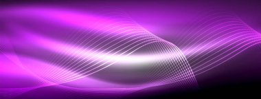 Parlayan neon dalga soyut arkaplan - canlı, ışıltılı dalgalar büyüleyici ve heyecan verici bir ekran içinde titreşiyor