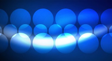 Parlak Işık Neon Baloncuk Çemberleri. Duvar kağıdı, bayrak, arkaplan, kart, kitap illüstrasyonu için vektör illüstrasyonu, iniş sayfası
