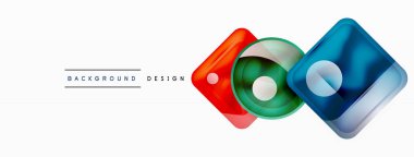 Soyut arkaplan tasarımı titizlikle hazırlanmış vektör bileşiminde parlak cam geometrik şekiller sergiliyor.