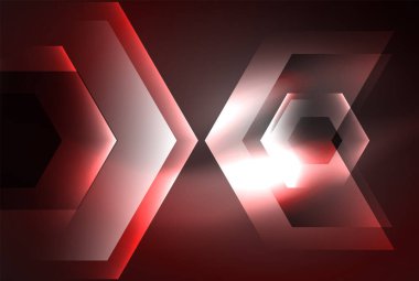 Arrow altıgen neon ışığı arka planı parlatır. Duvar kağıdı, bayrak, arkaplan, kart, kitap illüstrasyonu için vektör illüstrasyonu, iniş sayfası