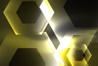 Arrow altıgen neon ışığı arka planı parlatır. Duvar kağıdı, bayrak, arkaplan, kart, kitap illüstrasyonu için vektör illüstrasyonu, iniş sayfası