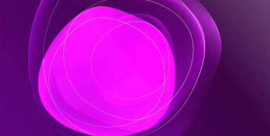 Parlak efektli, şeffaf, akışkan sıvı şekilleri geometrik arka plan. Dalgalı çizgiler yuvarlak. Duvar kağıdı, bayrak, arkaplan, kart, kitap illüstrasyonu için vektör illüstrasyonu, iniş sayfası