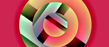 Parlak metal parlayan daireler geometrik arka plan. Asgari soyut kompozisyon. Duvar kağıdı, bayrak, arkaplan, kart, kitap illüstrasyonu için vektör illüstrasyonu, iniş sayfası