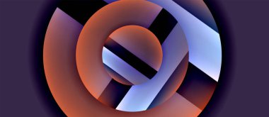 Parlak metal parlayan daireler geometrik arka plan. Asgari soyut kompozisyon. Duvar kağıdı, bayrak, arkaplan, kart, kitap illüstrasyonu için vektör illüstrasyonu, iniş sayfası