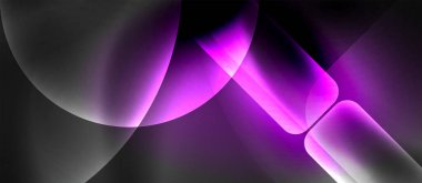 Metin veya ürün sunumu için neon cam şekilleri geometrik arkaplan. Duvar kağıdı, bayrak, arkaplan, kart, kitap illüstrasyonu için vektör illüstrasyonu, iniş sayfası