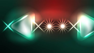 Dijital Neon Soyut Arkaplan, Üçgenler ve Işıklar Geometrik Tasarım Şablonu