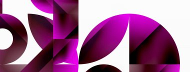 Vektör arkaplanı. Minimalist geometrik arkaplan daireler ve şekillerle süslenmiş. Dijital tasarımlar, sunumlar, web sitesi afişleri, sosyal medya paylaşımları için yaratıcılığı davet eden soyut sanat