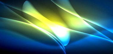 Neon ışıklarının ruhani parıltısında dinamik dalgalar. Hareket akışkanlığı ile neonun ışıl ışıl cazibesini birleştiren kavram, hem canlılığı hem de gelecekteki karmaşıklığı somutlaştıran büyüleyici arka plan.