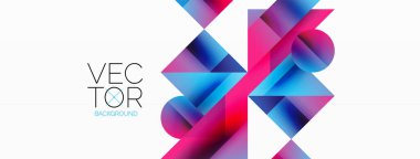 Kareli, üçgenli, daireli geometrik arkaplan. Şekiller uyumlu bir şekilde etkileşir, dijital tasarımlar, sunumlar, web sitesi afişleri, sosyal medya iletileri için görsel olarak çarpıcı bir tasarım oluşturur