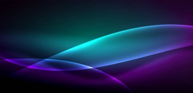 Neon ışıklarının ruhani parıltısında dinamik dalgalar. Hareket akışkanlığı ile neonun ışıl ışıl cazibesini birleştiren kavram, hem canlılığı hem de gelecekteki karmaşıklığı somutlaştıran büyüleyici arka plan.