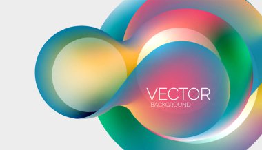 Güzel yuvarlak şekiller ve soyut çemberler. Sıvı renk kabarcığı bileşimi