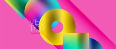 Kareler ve daireler tasarlandı. Metalik efektli akışkan renk eğimleri. Şekillerin sakin sinerjisi, kareleri ve daireleri uyumlu, büyüleyici bir tasarım haline getiriyor.