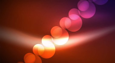 Parlak Işık Neon Baloncuk Çemberleri. Duvar kağıdı, bayrak, arkaplan, kart, kitap illüstrasyonu için vektör illüstrasyonu, iniş sayfası