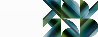 Canlı eğimli üçgenler ve beyaz üzerinde daireler. Dijital tasarımlar, sunumlar, web sitesi afişleri, sosyal medya paylaşımları için şekillerin büyüleyici birleşimi