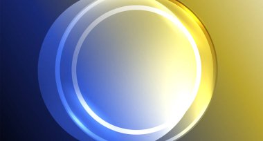 Metnin ya da ürün sunumu için neon cam daire telif alanı geometrik arkaplan. Duvar kağıdı, bayrak, arkaplan, kart, kitap illüstrasyonu için vektör illüstrasyonu, iniş sayfası