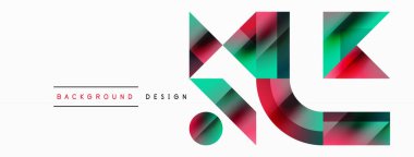 Kareli, üçgenli, daireli geometrik arkaplan. Şekiller uyumlu bir şekilde etkileşir, dijital tasarımlar, sunumlar, web sitesi afişleri, sosyal medya iletileri için görsel olarak çarpıcı bir tasarım oluşturur