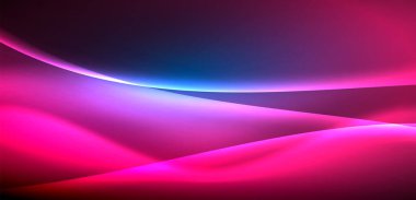 Neon ışıklarının ruhani parıltısında dinamik dalgalar. Hareket akışkanlığı ile neonun ışıl ışıl cazibesini birleştiren kavram, hem canlılığı hem de gelecekteki karmaşıklığı somutlaştıran büyüleyici arka plan.