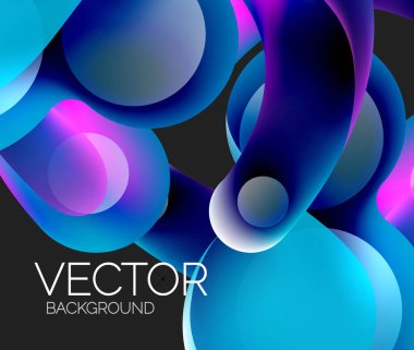 Güzel yuvarlak şekiller ve soyut çemberler. Sıvı renk kabarcığı bileşimi