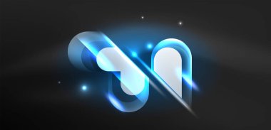 Soyut arkaplan parlayan neon ışıklı geometrik şekiller. Duvar kağıdı, bayrak, arkaplan, kart, kitap illüstrasyonu, iniş sayfası için uzay kozmik ya da sihirli enerji vektör duvar kağıdı