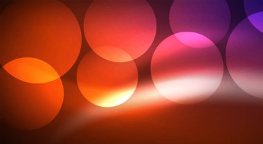 Parlak Işık Neon Baloncuk Çemberleri. Duvar kağıdı, bayrak, arkaplan, kart, kitap illüstrasyonu için vektör illüstrasyonu, iniş sayfası